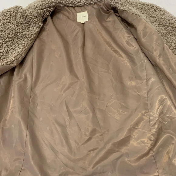 Thread Supply Sherpa Teddy Jacket Brown 4 Buttons Pockets Size L - Picture 4 of 10